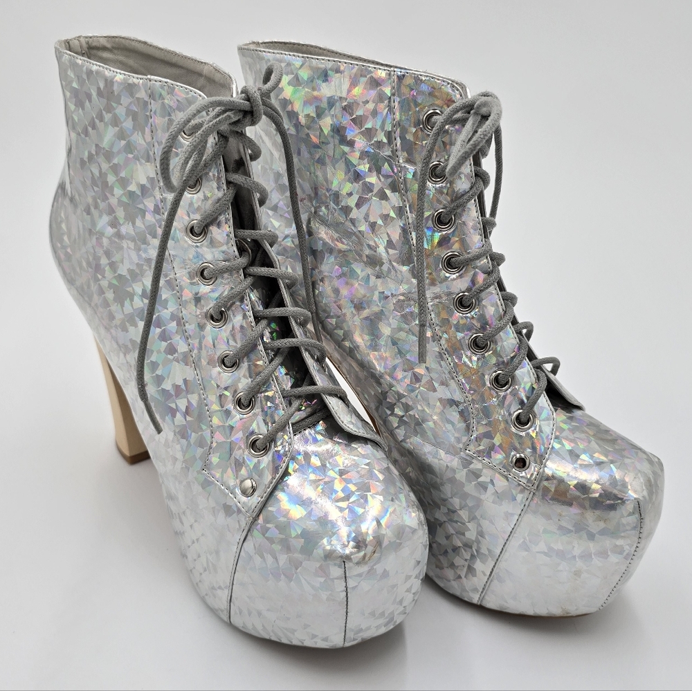 Jeffrey Campbell Silver Holographic Platform Heels - Picture 8 of 16